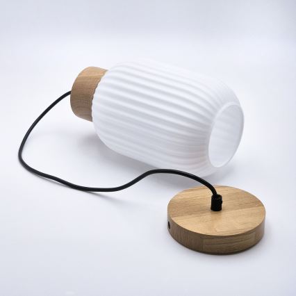 Candeeiro suspenso HARMONY 1xE27/15W/230V diâmetro 14 cm branco/carvalho