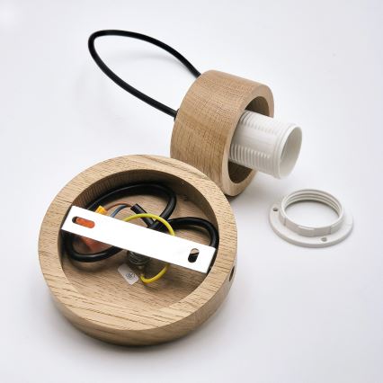 Candeeiro suspenso HARMONY 1xE27/15W/230V diâmetro 14 cm branco/carvalho