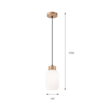Candeeiro suspenso HARMONY 1xE27/15W/230V diâmetro 14 cm branco/carvalho