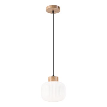 Candeeiro suspenso HARMONY 1xE27/15W/230V diâmetro 20 cm branco/carvalho