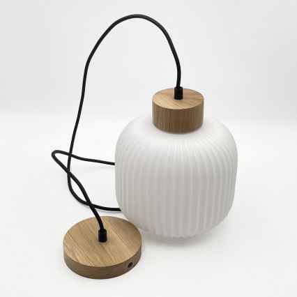 Candeeiro suspenso HARMONY 1xE27/15W/230V diâmetro 20 cm branco/carvalho