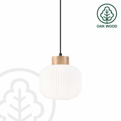 Candeeiro suspenso HARMONY 1xE27/15W/230V diâmetro 20 cm branco/carvalho