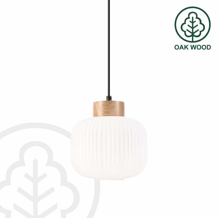 Candeeiro suspenso HARMONY 1xE27/15W/230V diâmetro 20 cm branco/carvalho