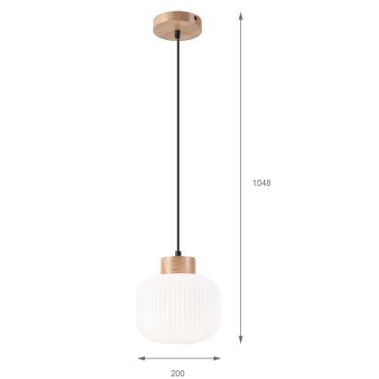 Candeeiro suspenso HARMONY 1xE27/15W/230V diâmetro 20 cm branco/carvalho