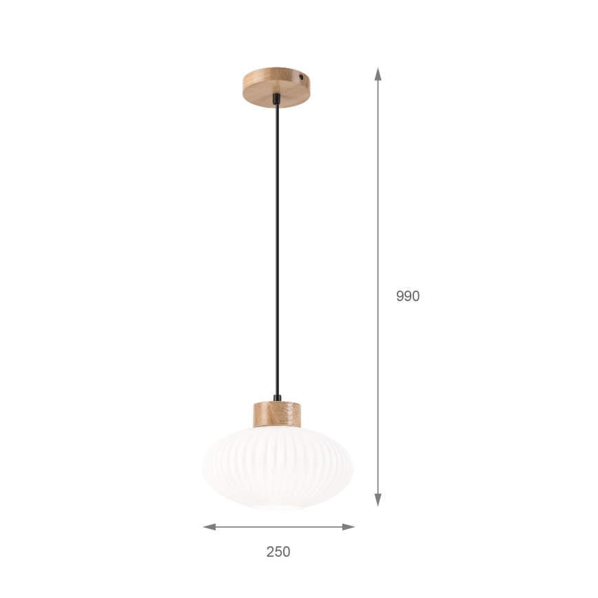 Candeeiro suspenso HARMONY 1xE27/15W/230V diâmetro 25 cm branco/carvalho