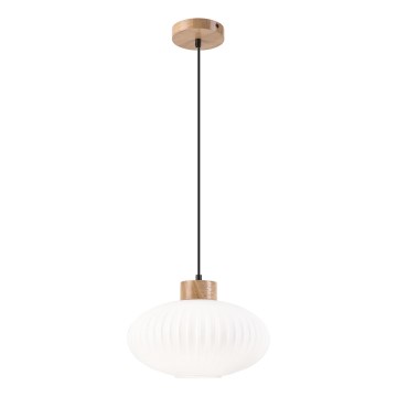 Candeeiro suspenso HARMONY 1xE27/15W/230V diâmetro 30 cm branco/carvalho