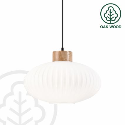 Candeeiro suspenso HARMONY 1xE27/15W/230V diâmetro 30 cm branco/carvalho