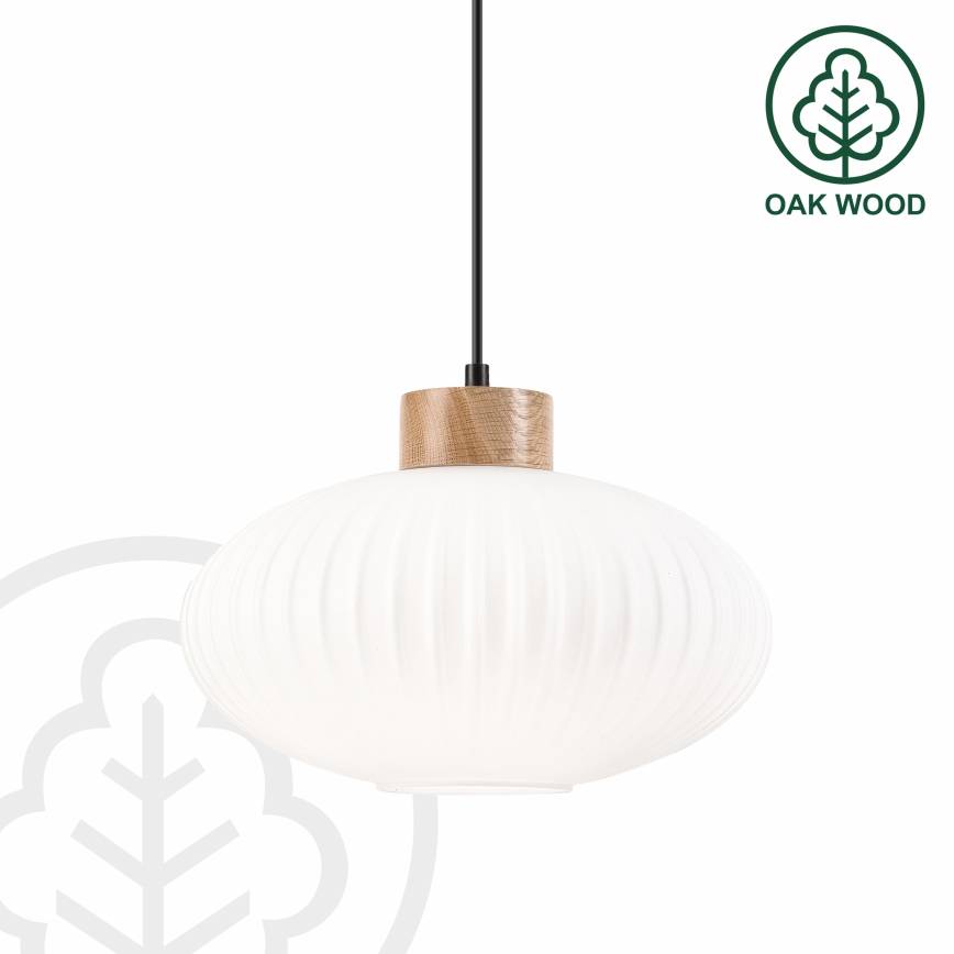 Candeeiro suspenso HARMONY 1xE27/15W/230V diâmetro 30 cm branco/carvalho