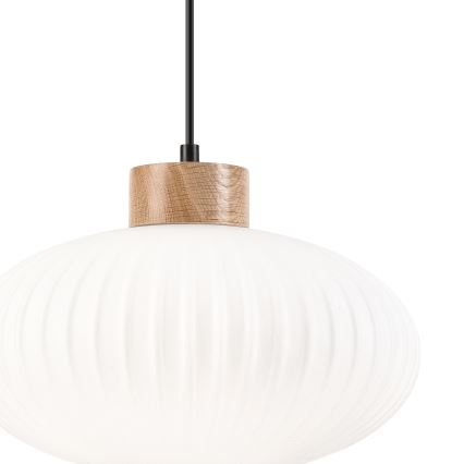 Candeeiro suspenso HARMONY 1xE27/15W/230V diâmetro 30 cm branco/carvalho