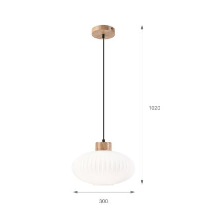 Candeeiro suspenso HARMONY 1xE27/15W/230V diâmetro 30 cm branco/carvalho