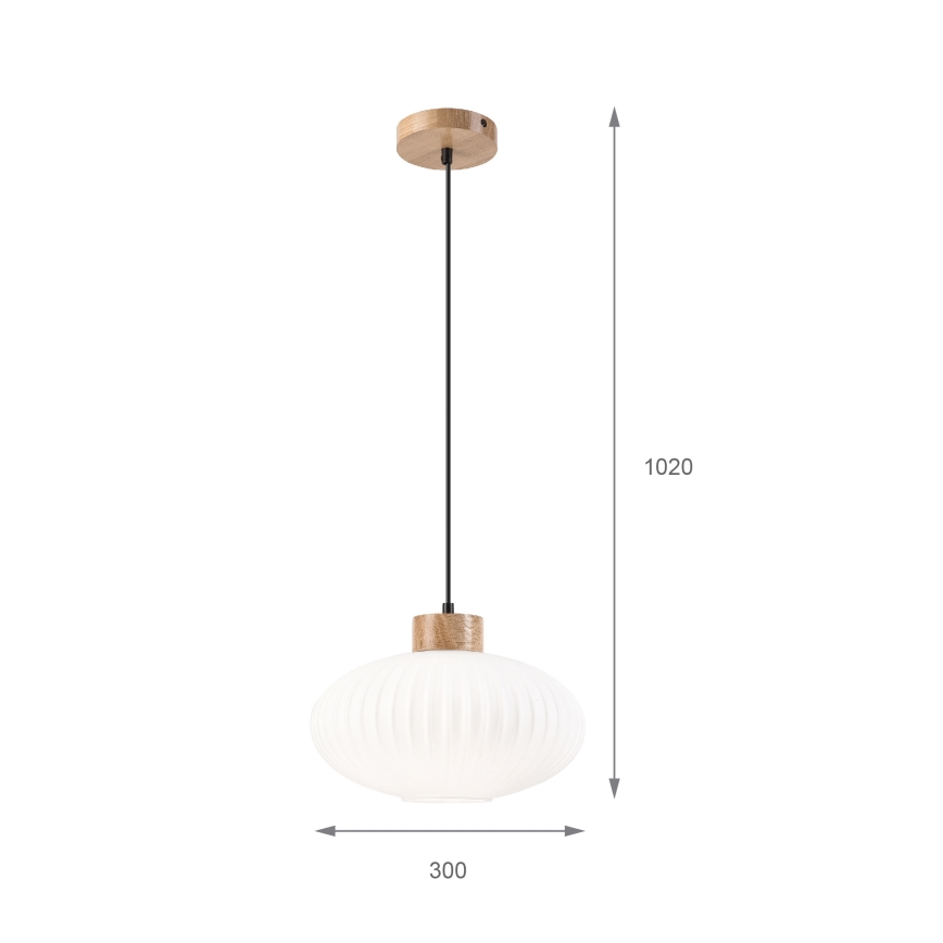 Candeeiro suspenso HARMONY 1xE27/15W/230V diâmetro 30 cm branco/carvalho