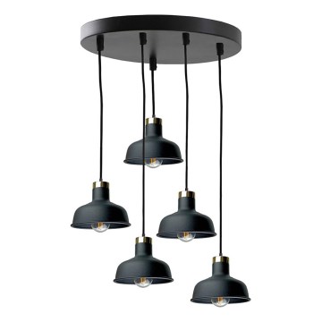 Candeeiro suspenso HEBE 5xE27/60W/230V preto