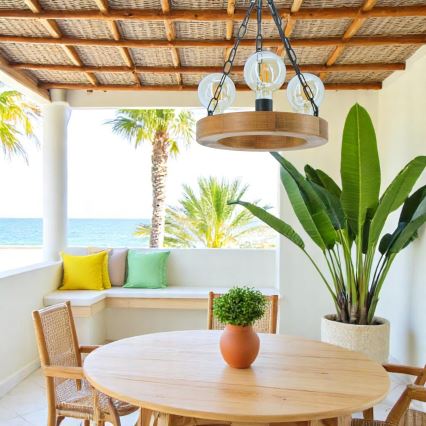 Candeeiro suspenso IOS 3xE27/60W/230V diâmetro 30 cm faia