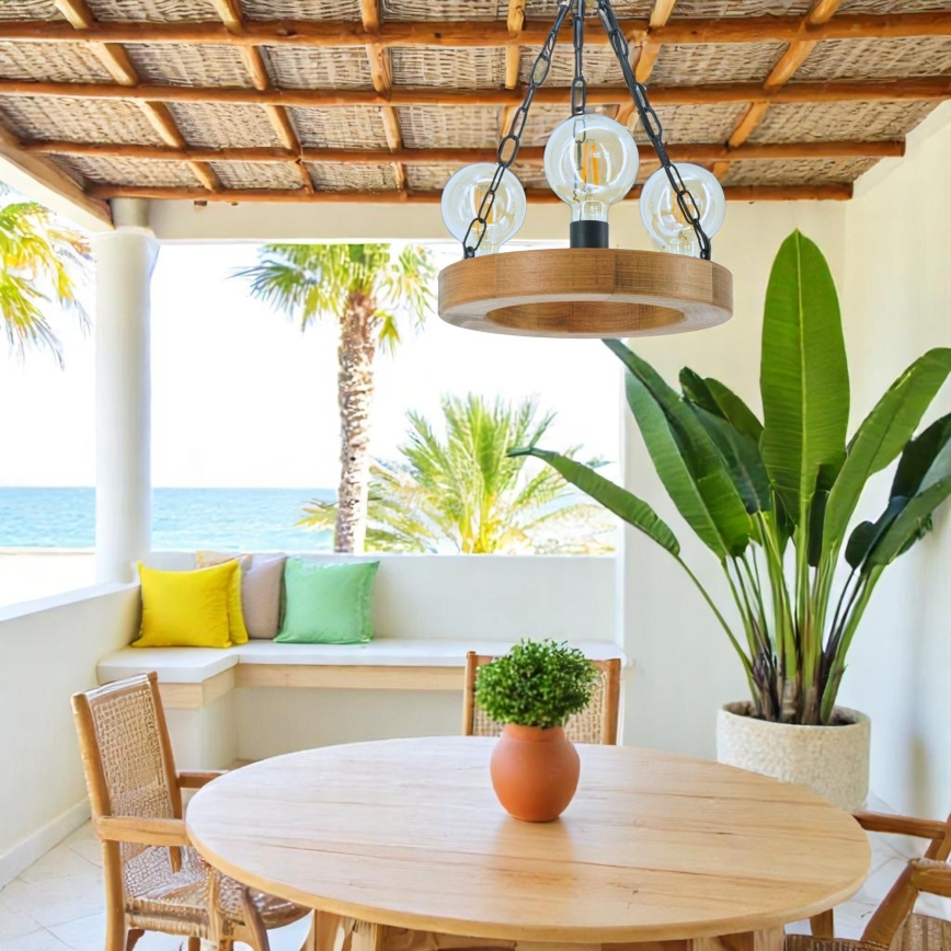 Candeeiro suspenso IOS 3xE27/60W/230V diâmetro 30 cm faia