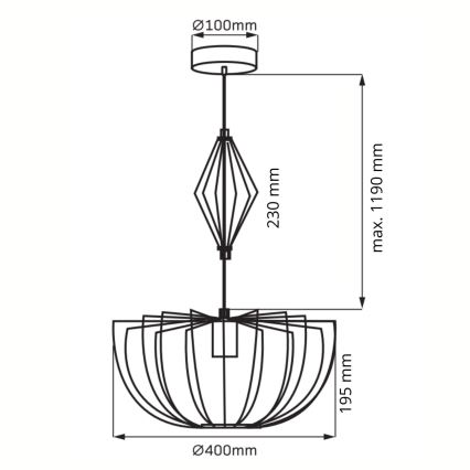 Candeeiro suspenso JASMINA 1xE27/20W/230V diâmetro 40 cm preto