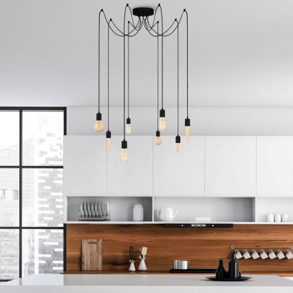 Candeeiro suspenso KABLUNI 8xE27/100W/230V aranha