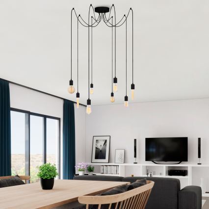 Candeeiro suspenso KABLUNI 8xE27/100W/230V aranha