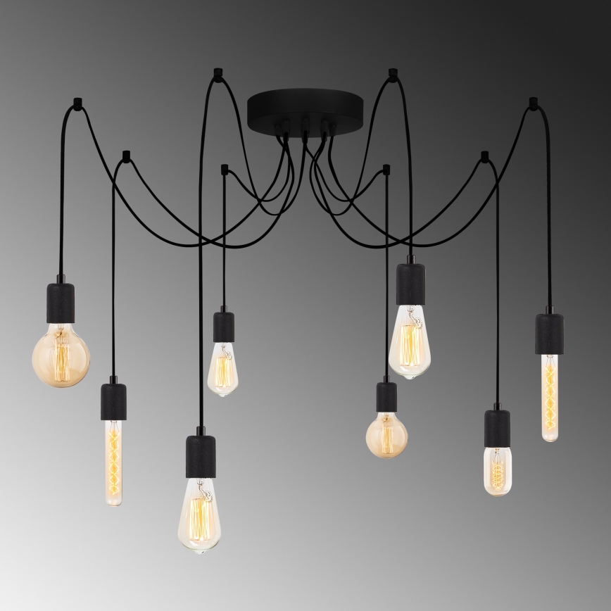 Candeeiro suspenso KABLUNI 8xE27/100W/230V aranha
