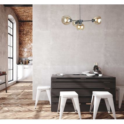 Candeeiro suspenso KALIOPE 4xE27/60W/230V preto/fumado bege