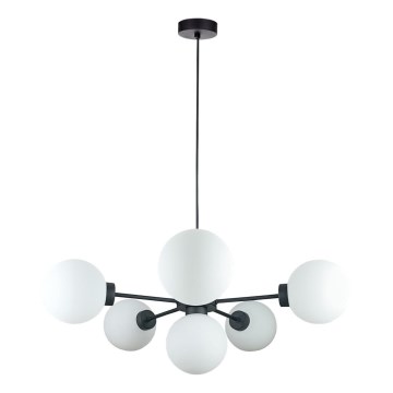 Candeeiro suspenso KALIOPE 6xE14/50W/230V preto/branco