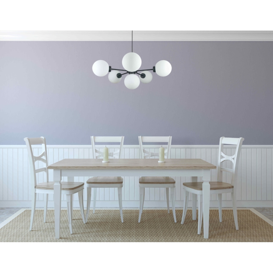 Candeeiro suspenso KALIOPE 6xE14/50W/230V preto/branco