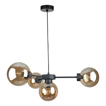 Candeeiro suspenso KALIOPE II 4xE14/50W/230V preto/fumado bege