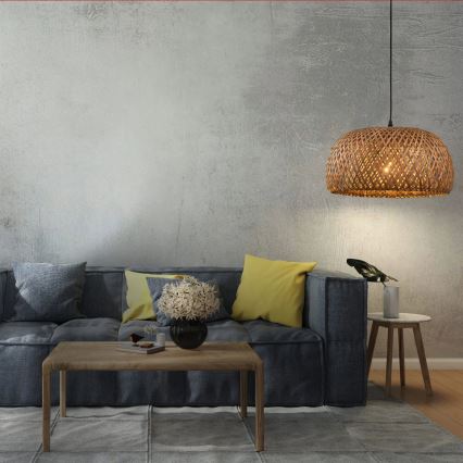 Candeeiro suspenso KORFU 1xE27/20W/230V diâmetro 38 cm bambu