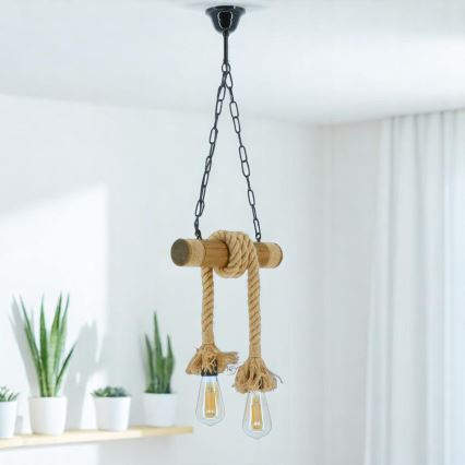 Candeeiro suspenso KOS 2xE27/60W/230V faia