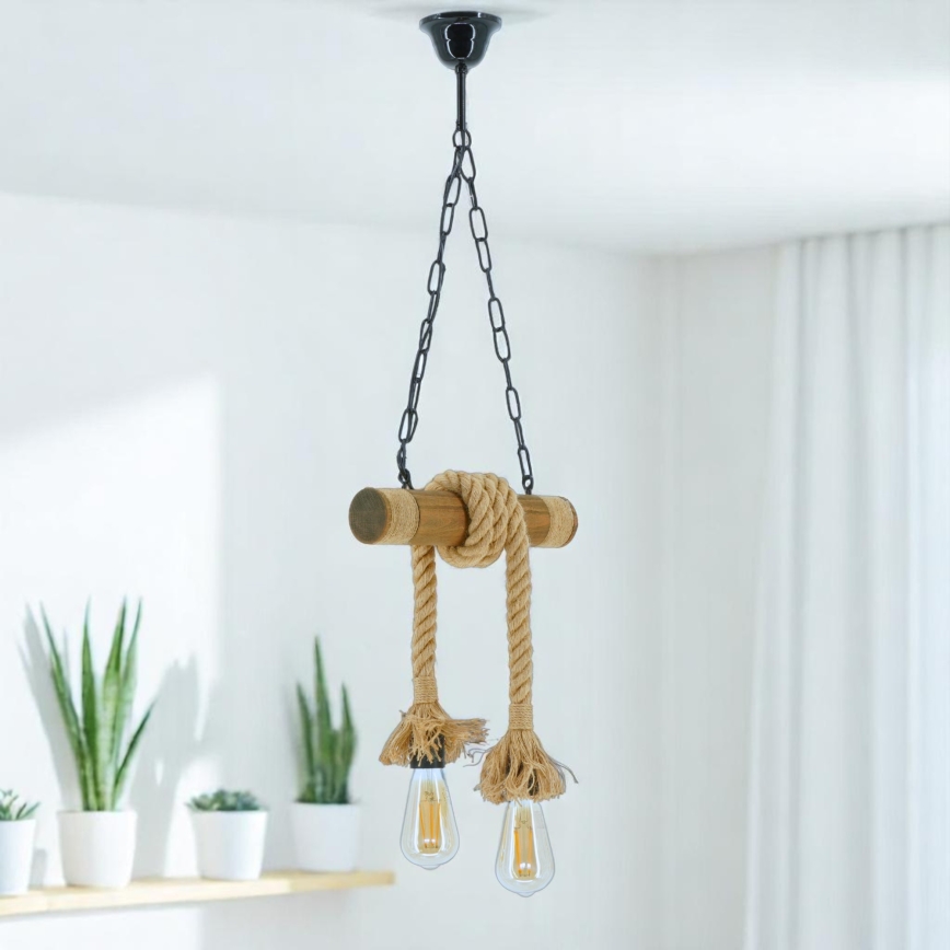 Candeeiro suspenso KOS 2xE27/60W/230V faia