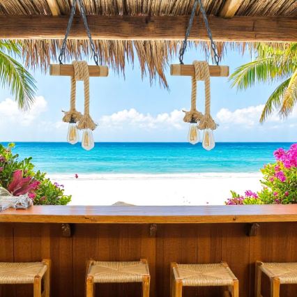 Candeeiro suspenso KOS 2xE27/60W/230V faia