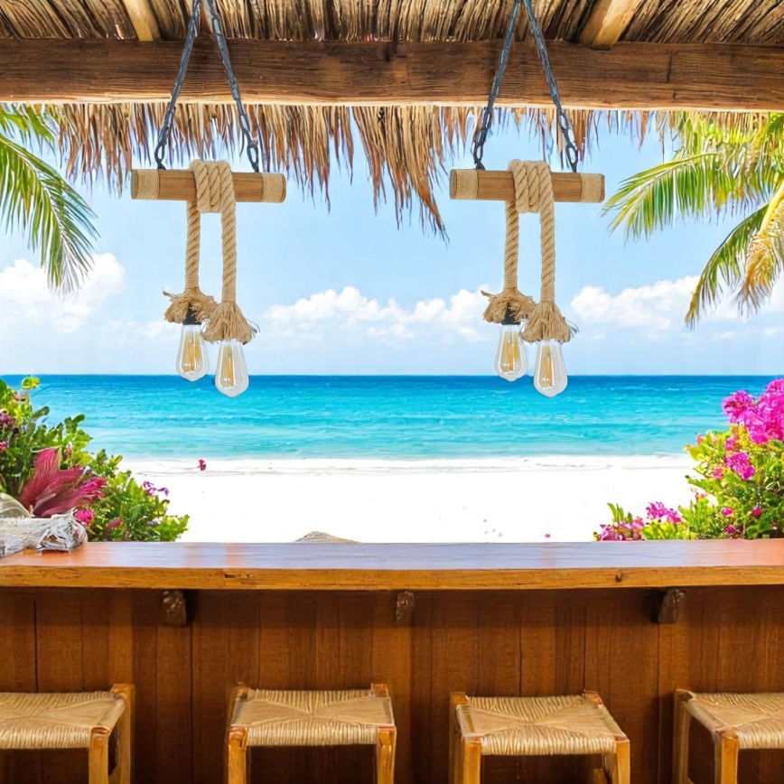 Candeeiro suspenso KOS 2xE27/60W/230V faia