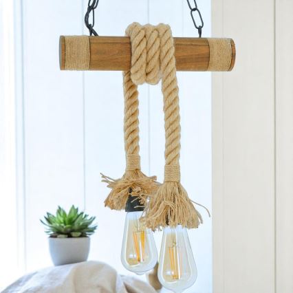 Candeeiro suspenso KOS 2xE27/60W/230V faia