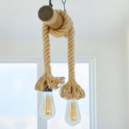 Candeeiro suspenso KOS 2xE27/60W/230V faia