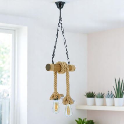 Candeeiro suspenso KOS 2xE27/60W/230V faia