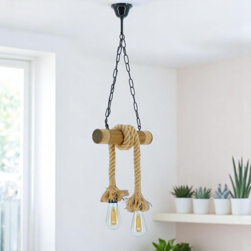 Candeeiro suspenso KOS 2xE27/60W/230V faia