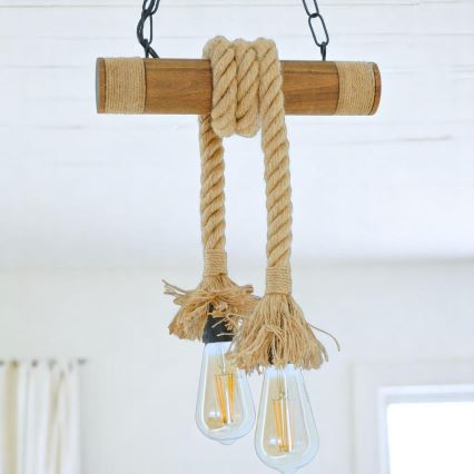 Candeeiro suspenso KOS 2xE27/60W/230V faia