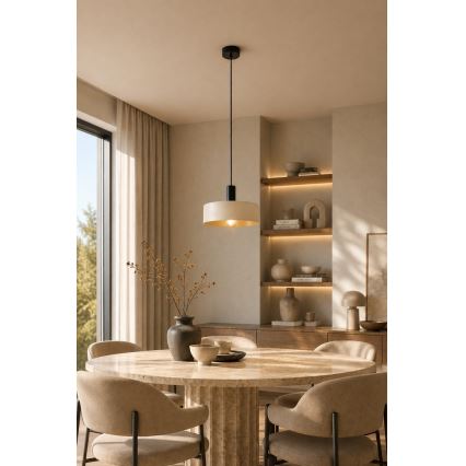 Candeeiro suspenso LATTE 1xE27/60W/230V bege/preto