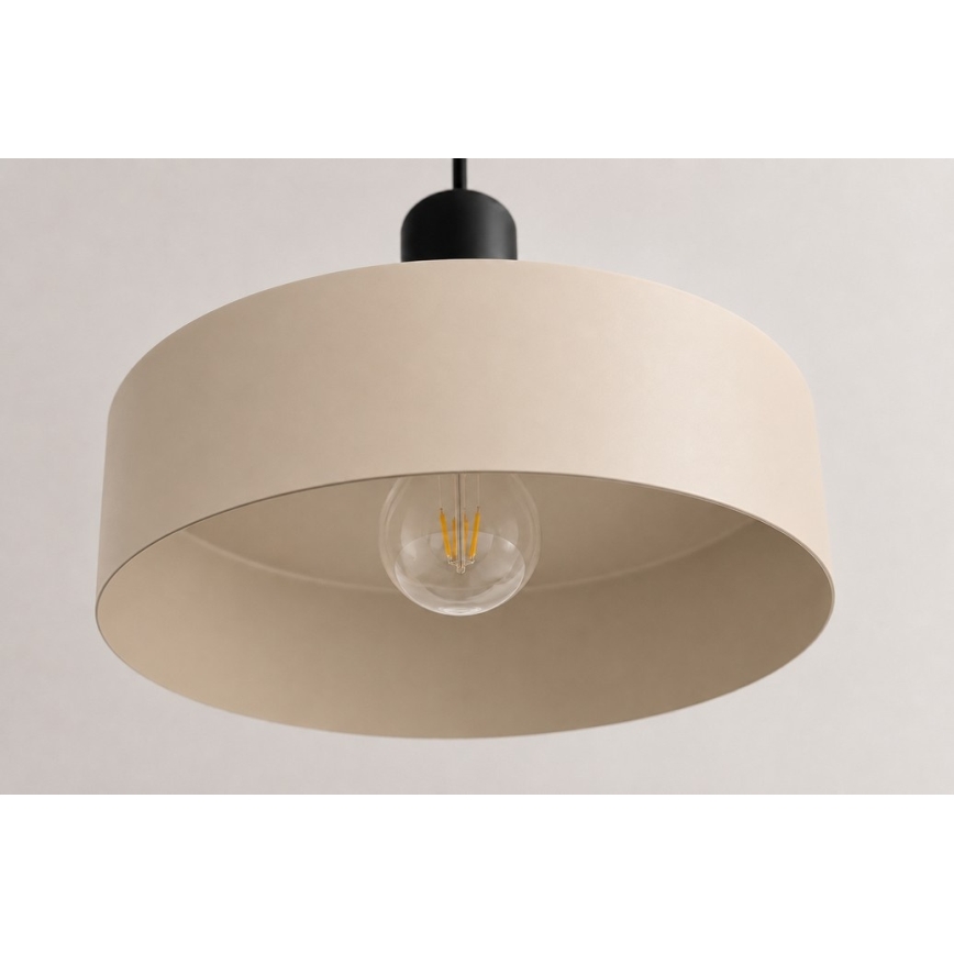 Candeeiro suspenso LATTE 1xE27/60W/230V bege/preto