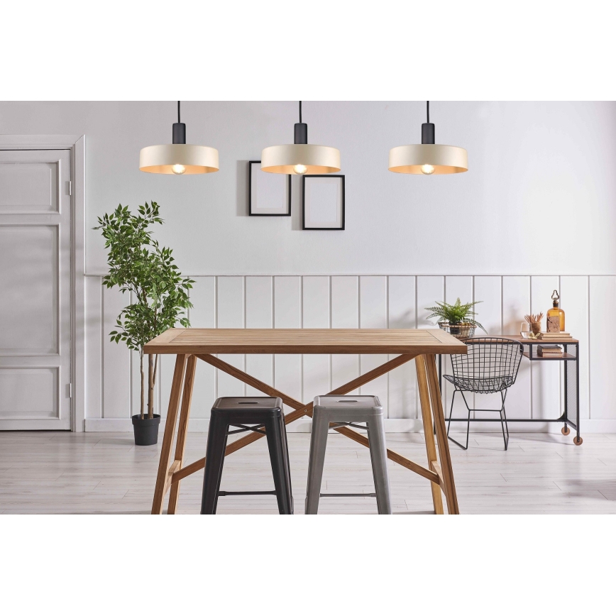 Candeeiro suspenso LATTE 3xE27/60W/230V bege/preto