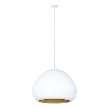 Candeeiro suspenso LAVA 1xE27/15W/230V branco/dourado