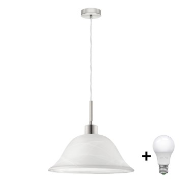 Candeeiro suspenso LED 1xE27/60W/230V branco