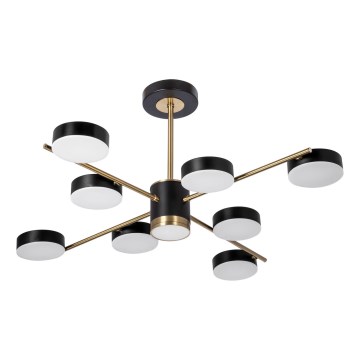Candeeiro suspenso LED 8xLED/7W/230V + LED/6W 3000-6000K diâmetro 77 cm dourado/preto