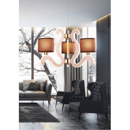 Candeeiro suspenso LED AMBROSIA 3xE14/40W/230V + LED/18,4W cobre