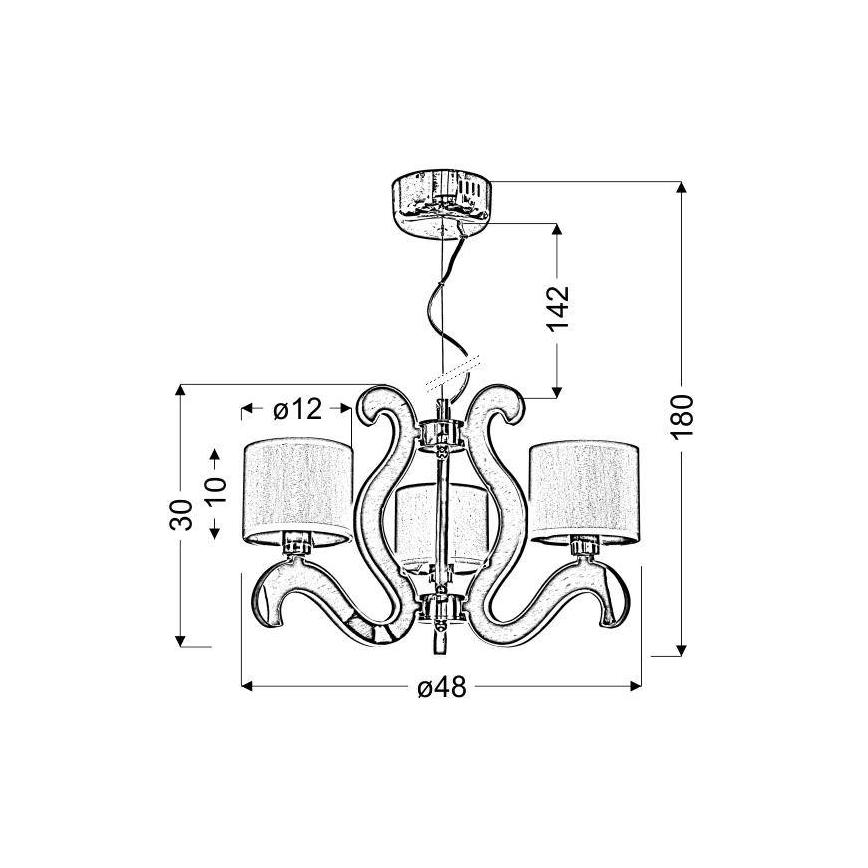 Candeeiro suspenso LED AMBROSIA 3xE14/40W/230V + LED/18,4W cobre