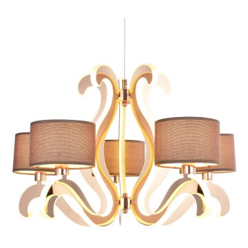 Candeeiro suspenso LED AMBROSIA 5xE14/40W/230V + LED/43W cobre