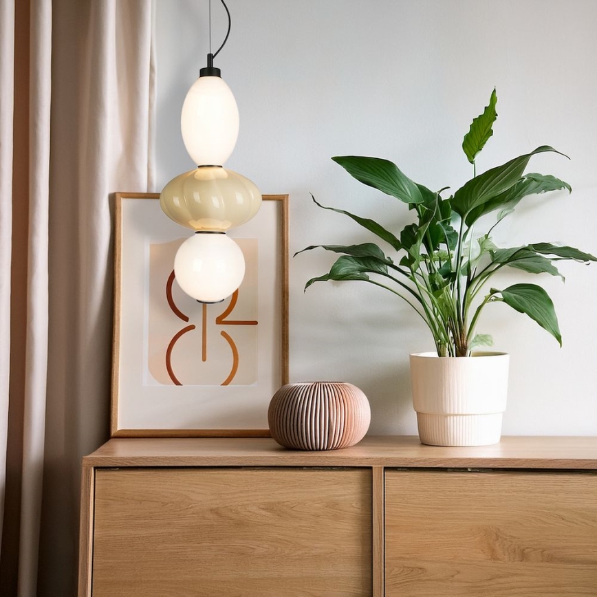 Candeeiro suspenso LED ASCOLI LED/18W/230V diâmetro 20 cm bege