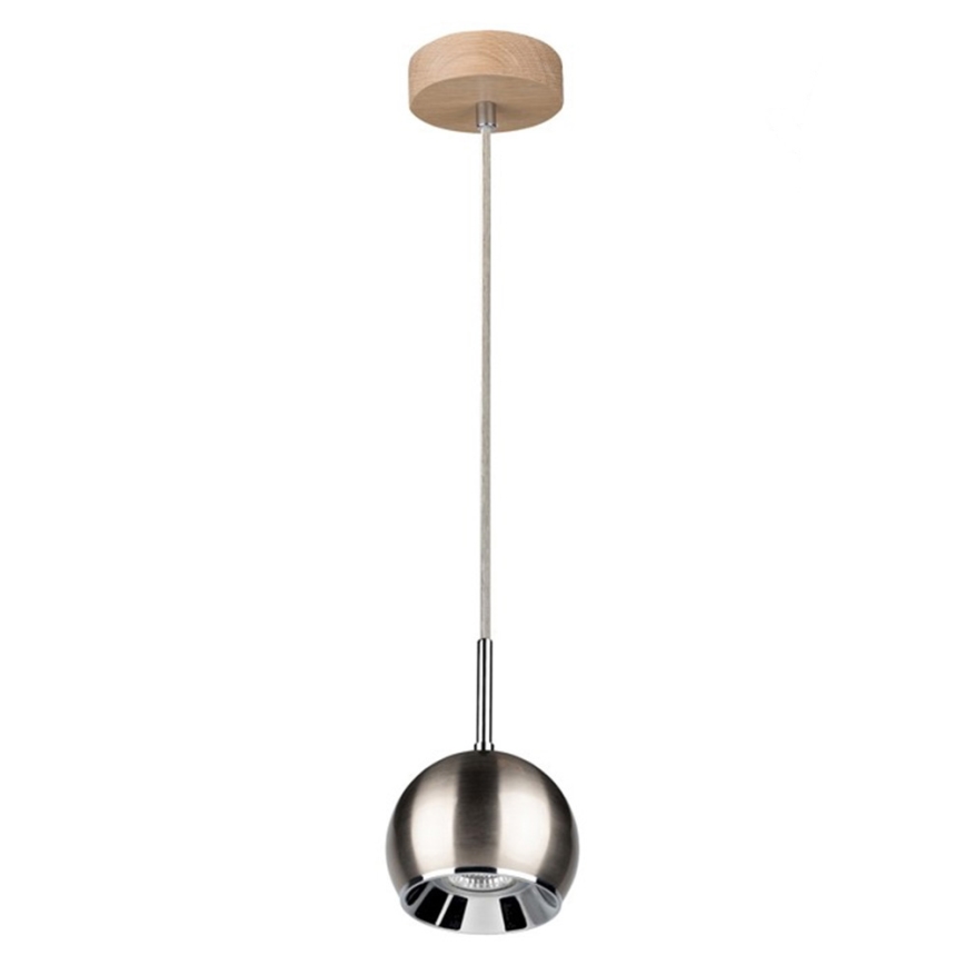 Candeeiro suspenso LED BALL WOOD 1xGU10/5W/230V carvalho mate
