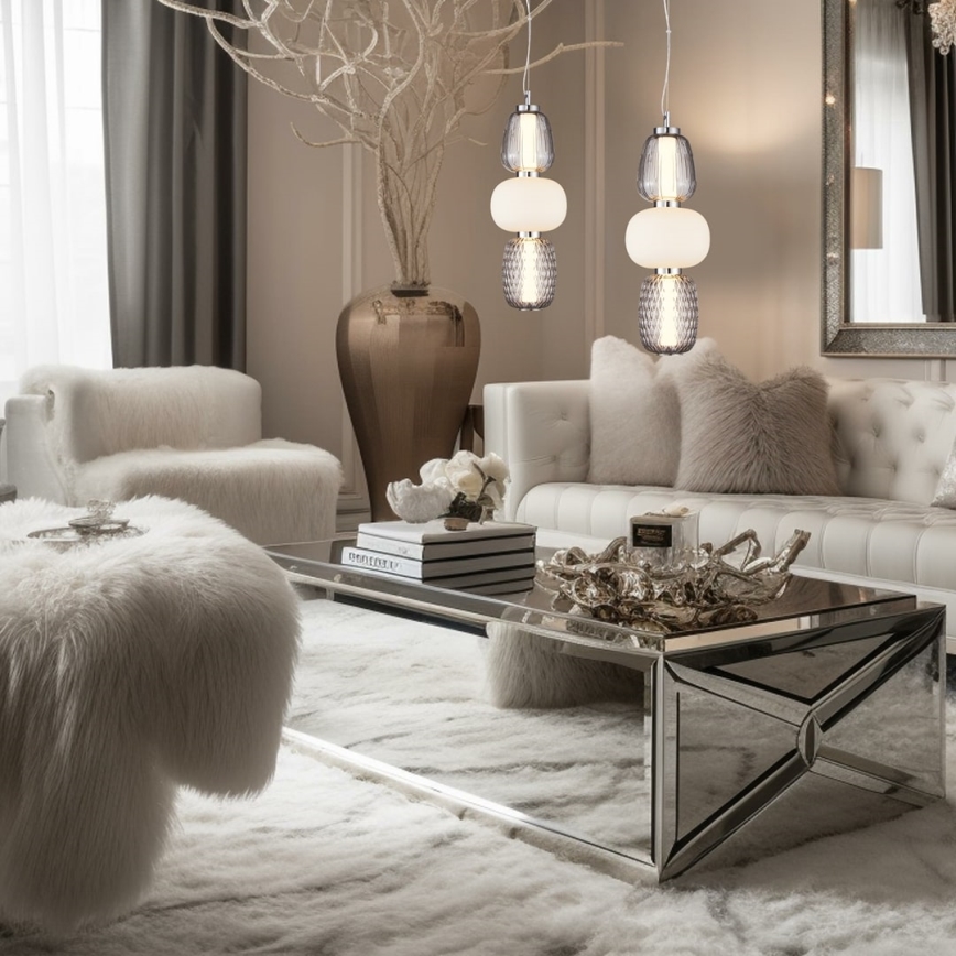 Candeeiro suspenso LED CARO LED/28W/230V cromado brilhante