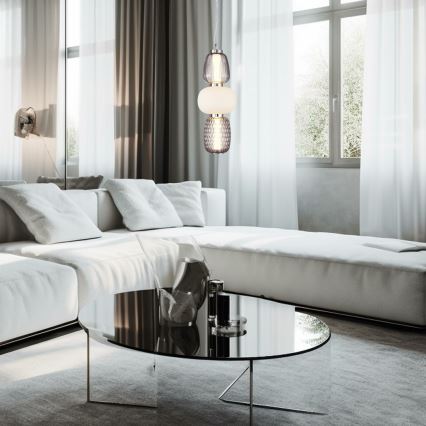 Candeeiro suspenso LED CARO LED/28W/230V cromado brilhante