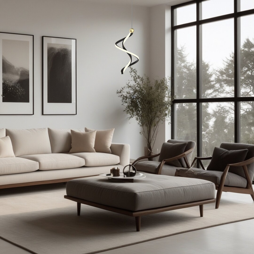 Candeeiro suspenso LED COLIA LED/19W/230V preto/dourado